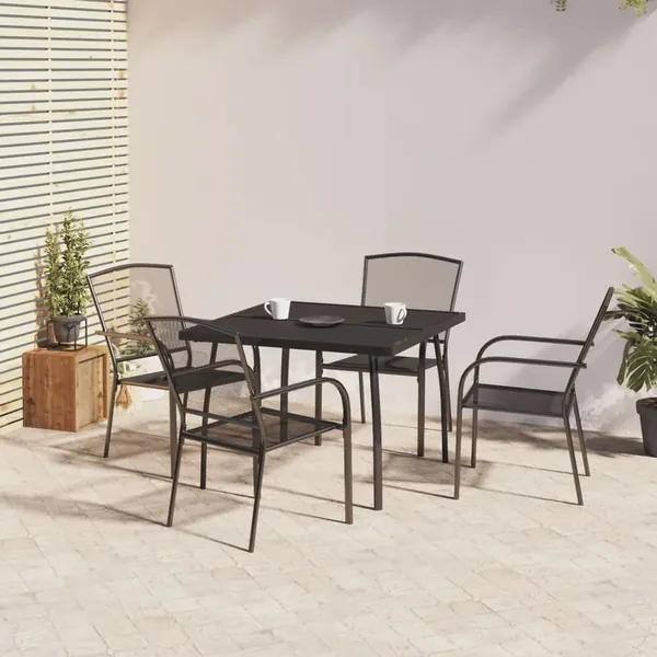 Ensemble à manger de jardin 5 pcs anthracite acier