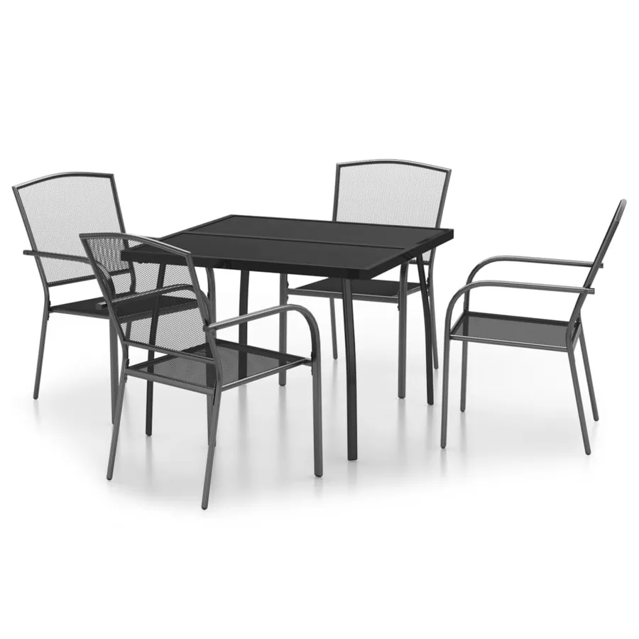Ensemble à manger de jardin 5 pcs anthracite acier - 2