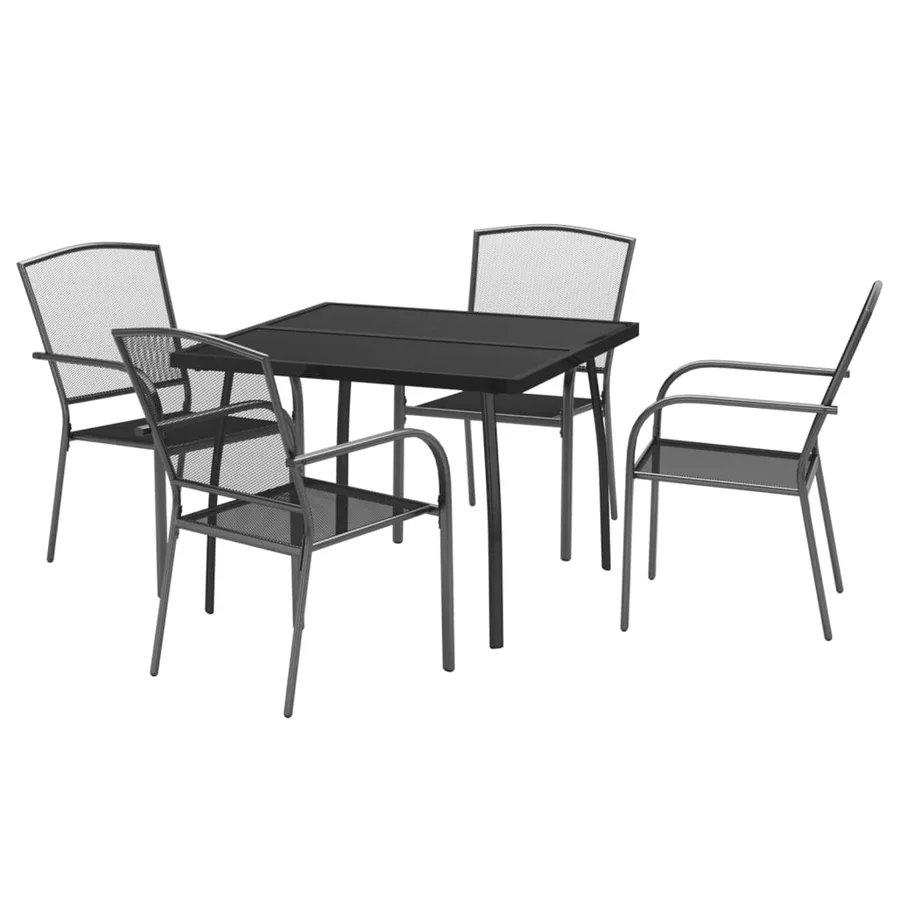 Ensemble à manger de jardin 5 pcs anthracite acier - 3