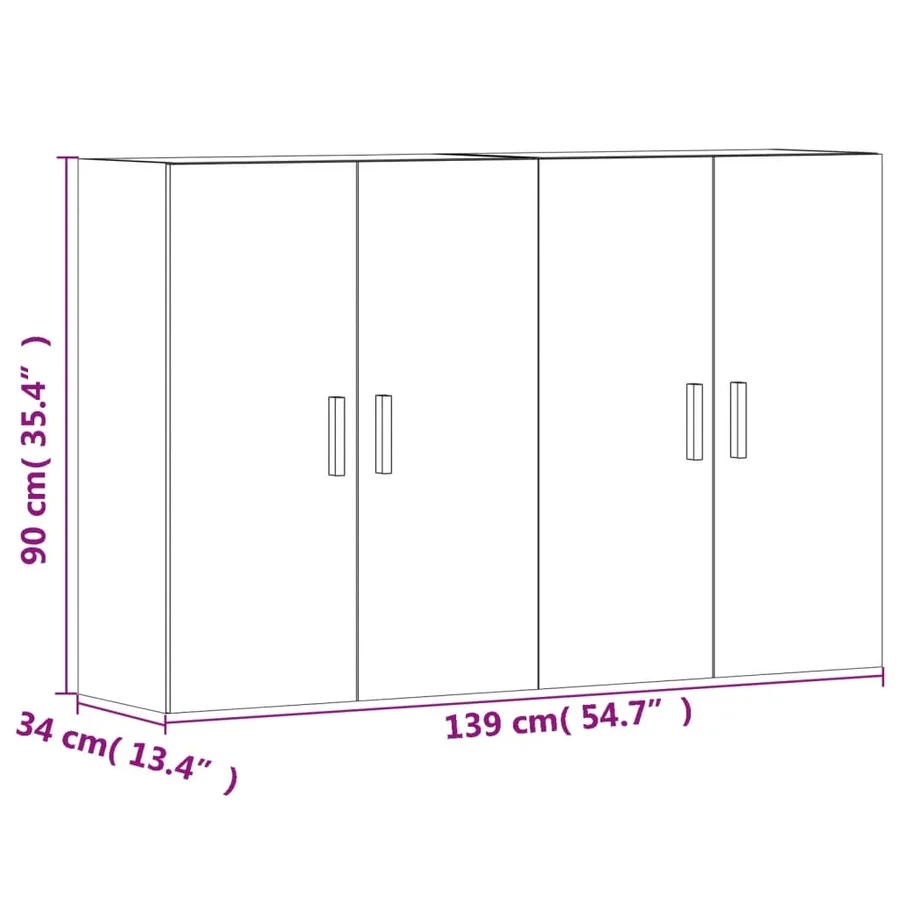 Armoires murales 2 pcs sonoma gris bois d'ingénierie - 12
