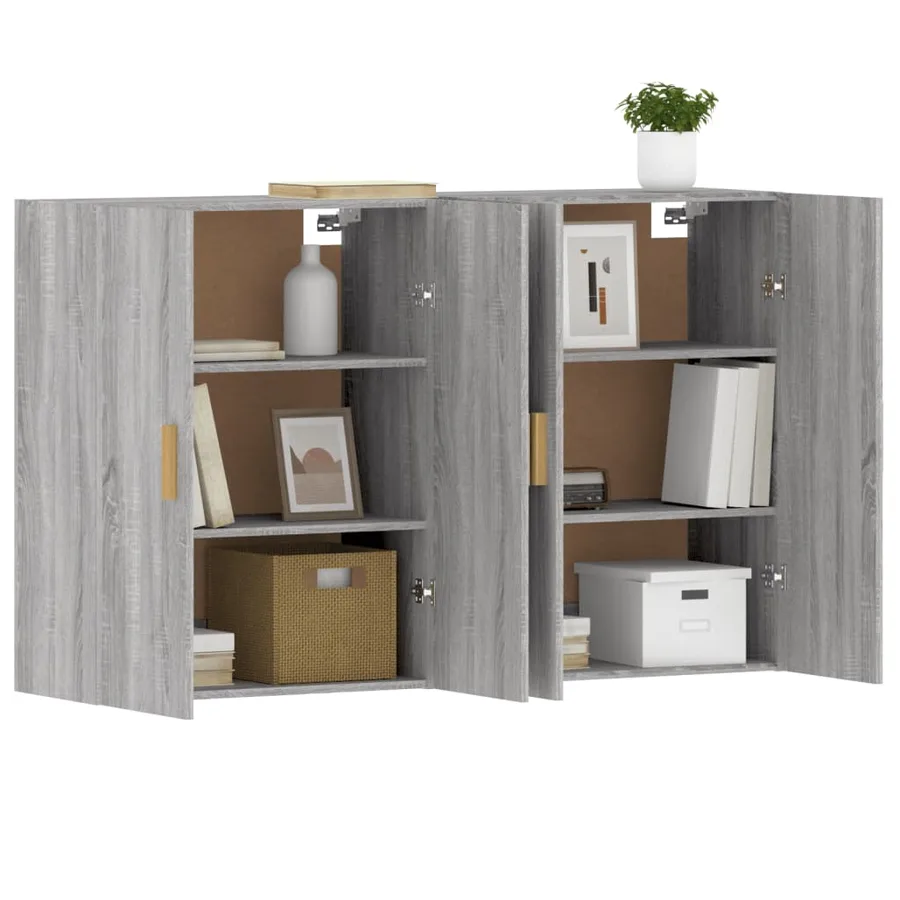 Armoires murales 2 pcs sonoma gris bois d'ingénierie - 4