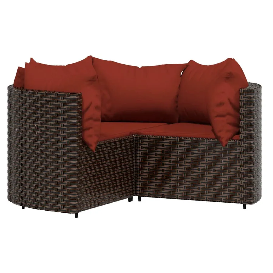 Salon de jardin 4 pcs avec coussins Marron Résine tressée - 3