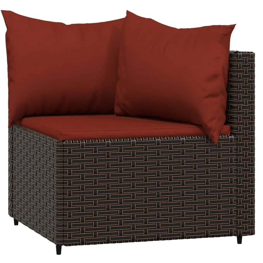 Salon de jardin 4 pcs avec coussins Marron Résine tressée - 4