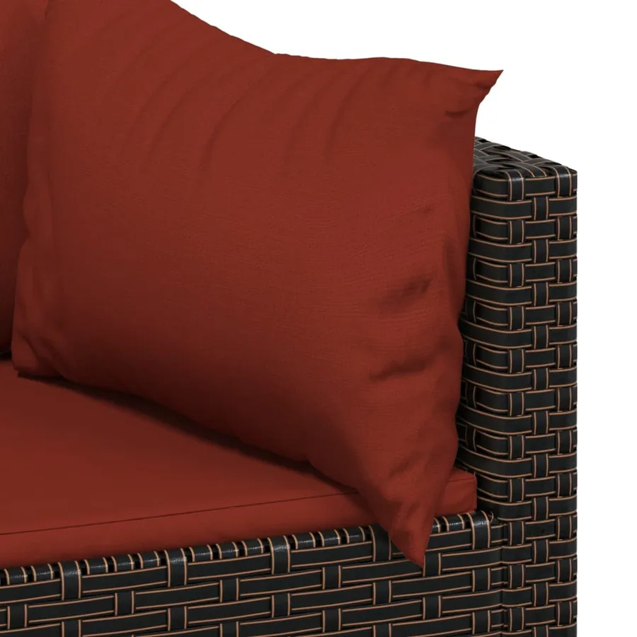 Salon de jardin 4 pcs avec coussins Marron Résine tressée - 6