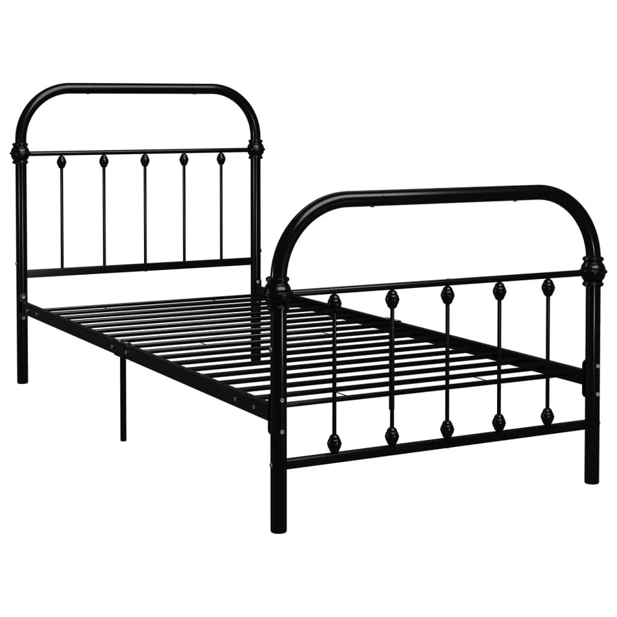 Cadre de lit sans matelas noir métal 100x200 cm - 2