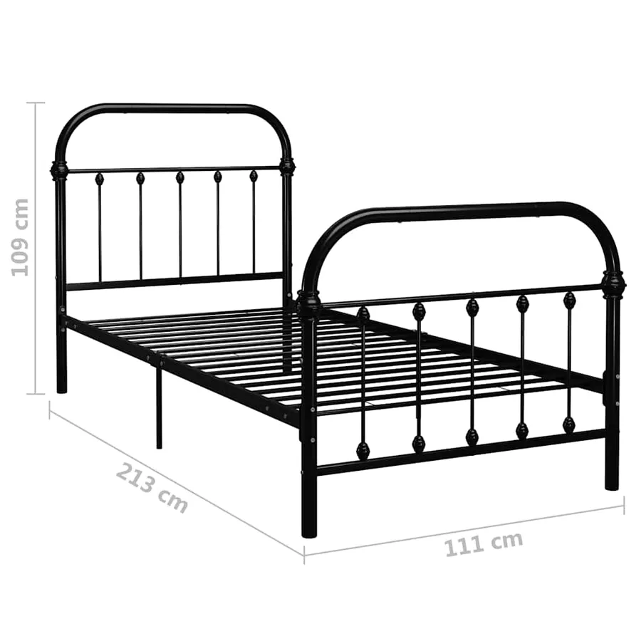 Cadre de lit sans matelas noir métal 100x200 cm - 6