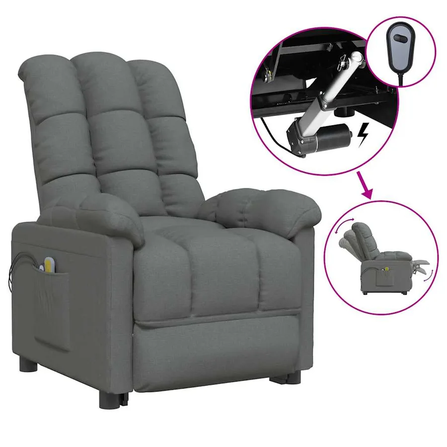 Fauteuil électrique de massage Gris foncé Tissu - 2