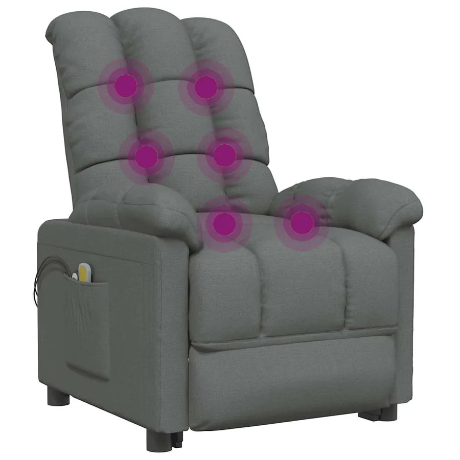 Fauteuil électrique de massage Gris foncé Tissu - 7