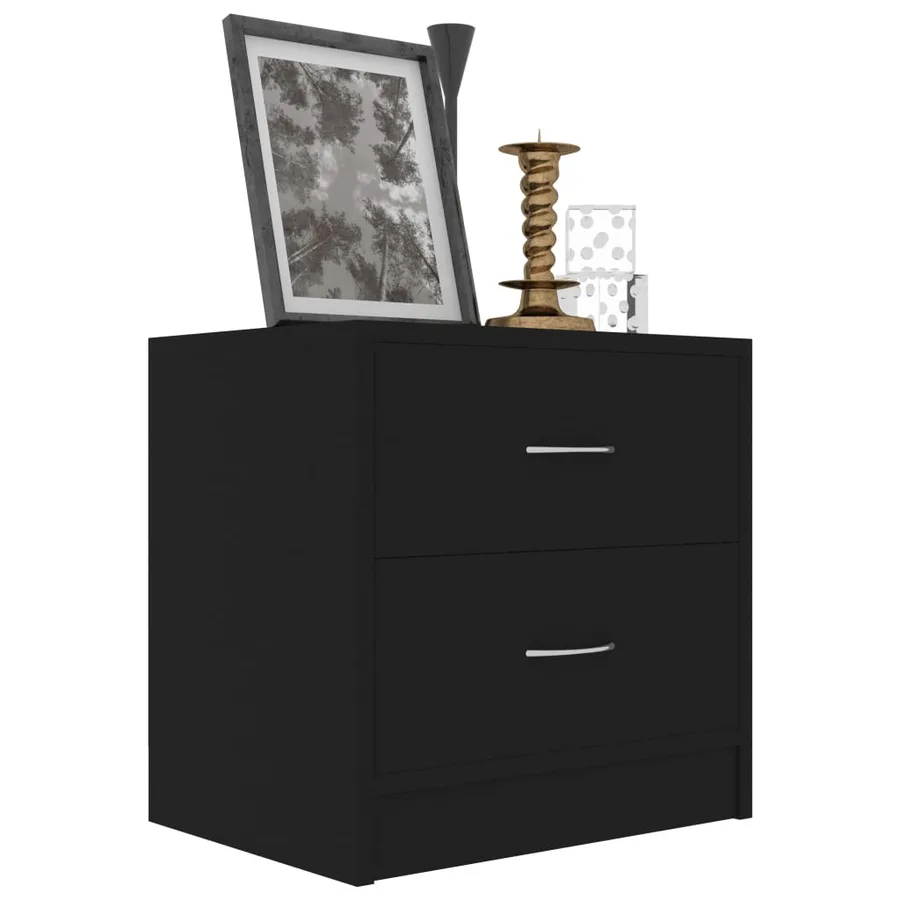 Table de chevet Noir 40x30x40 cm Bois d'ingénierie - 3