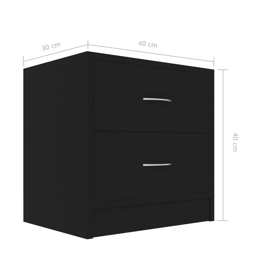 Table de chevet Noir 40x30x40 cm Bois d'ingénierie - 6