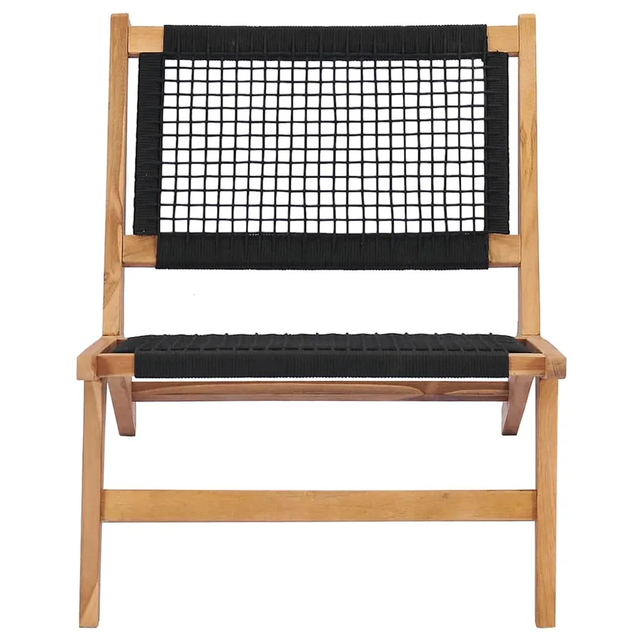Chaise longue avec repose-pied Bois de teck solide et corde - 6
