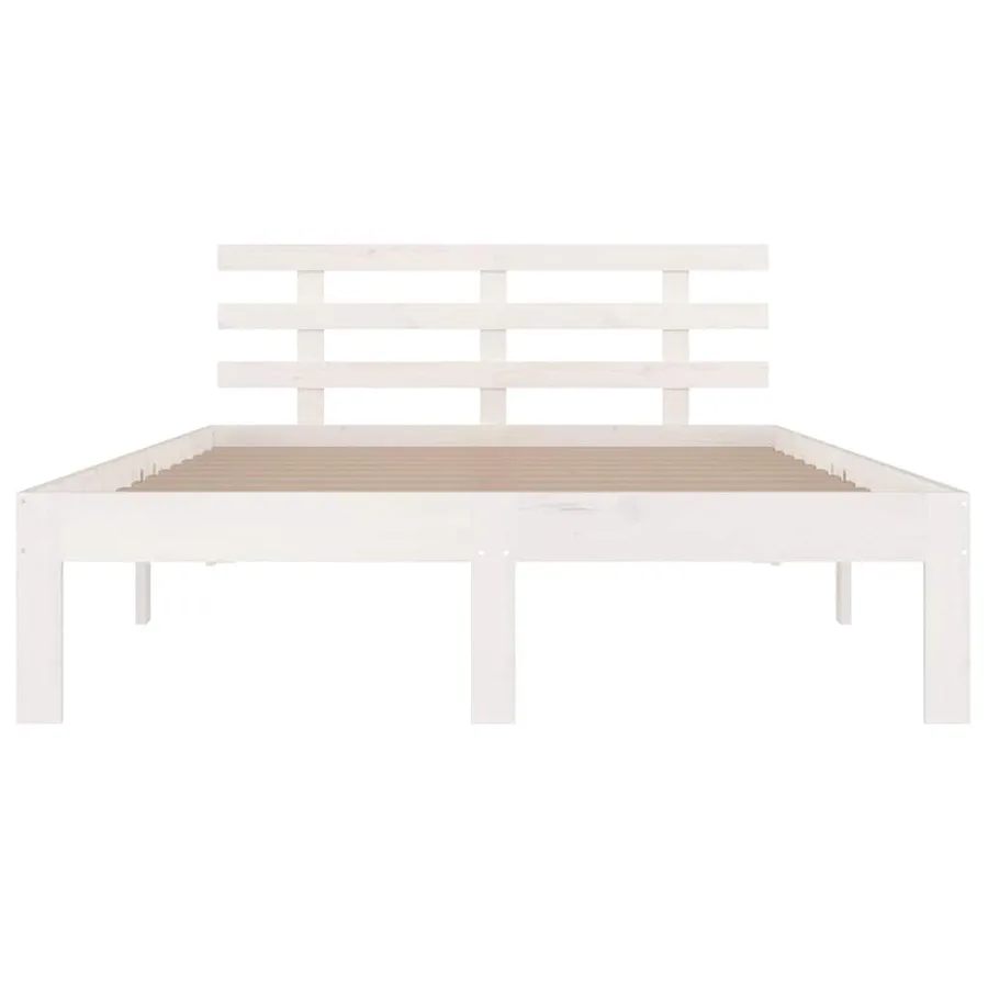 Cadre de lit sans matelas blanc bois massif 180x200 cm - 4
