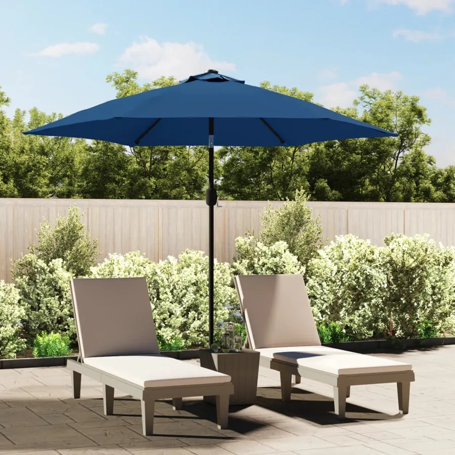 Parasol d'extérieur avec poteau en métal 300 cm Azuré