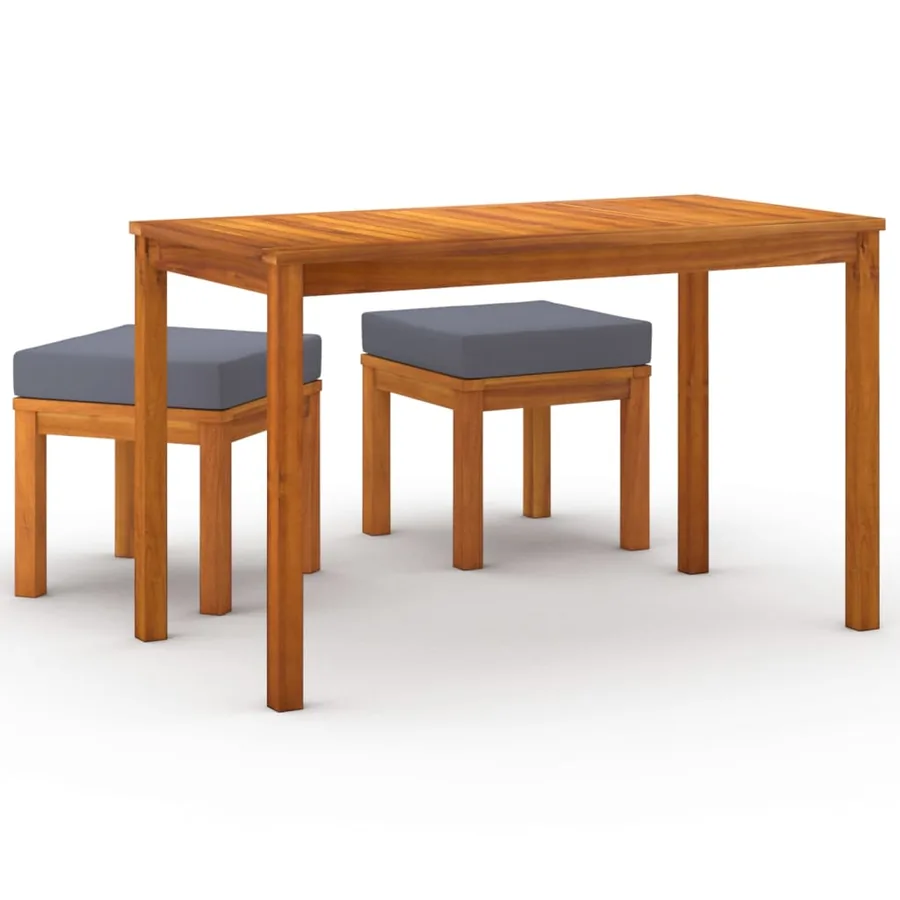 Ensemble à manger de jardin 3 pcs et coussins Acacia solide - 2