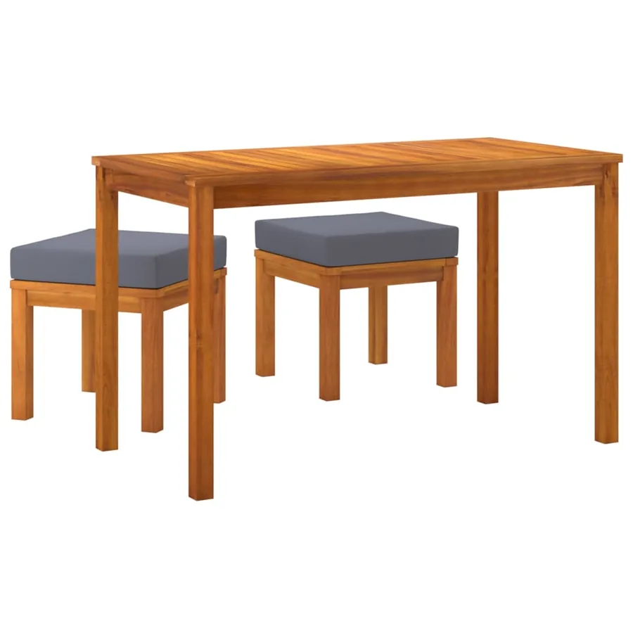 Ensemble à manger de jardin 3 pcs et coussins Acacia solide - 3