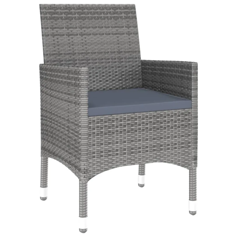 Ensemble à manger de jardin 3 pcs Résine tressée Gris - 5