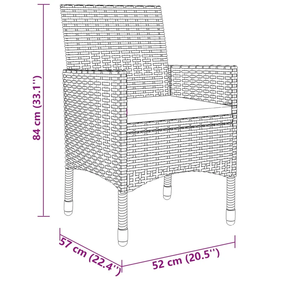 Ensemble à manger de jardin 3 pcs Résine tressée Gris - 8