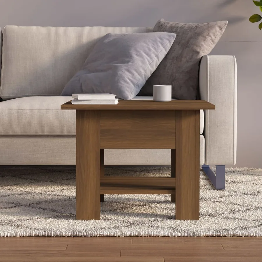 Table basse chêne marron 55x55x42 cm bois d'ingénierie - 3