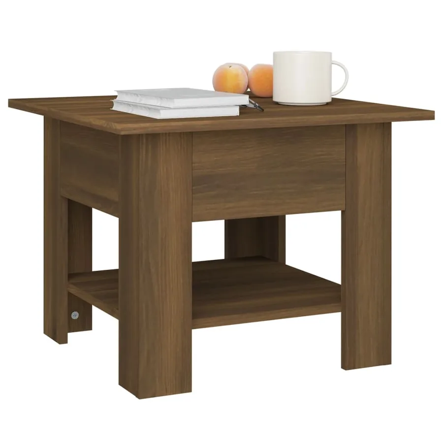 Table basse chêne marron 55x55x42 cm bois d'ingénierie - 5