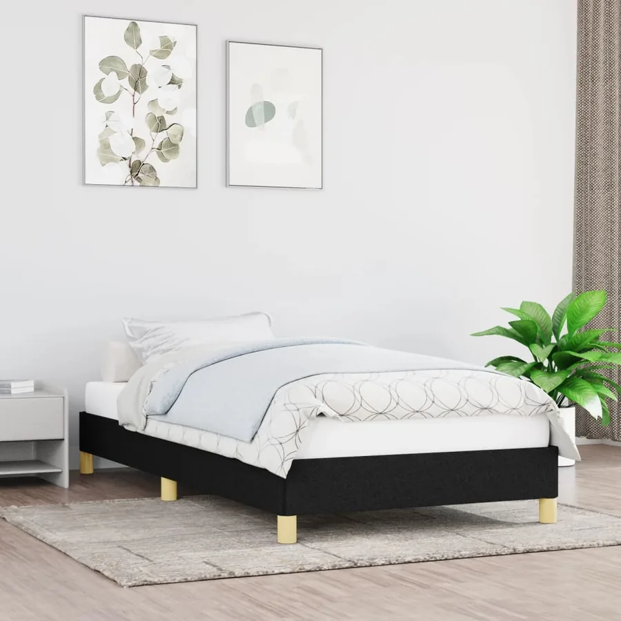 Cadre de lit sans matelas noir 80x200 cm tissu