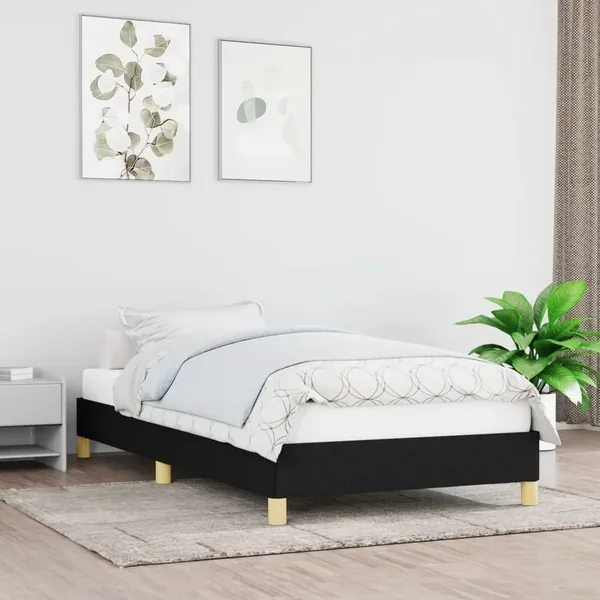 Cadre de lit sans matelas noir 80x200 cm tissu