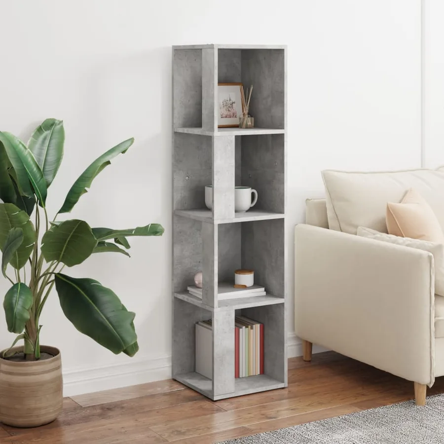 Armoire d'angle Gris béton 33x33x132 cm Bois d’ingénierie - 3
