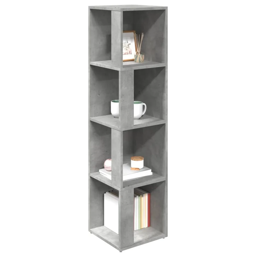 Armoire d'angle Gris béton 33x33x132 cm Bois d’ingénierie - 6