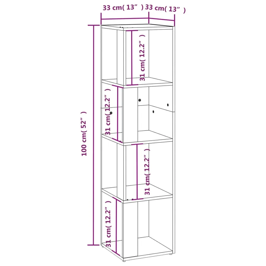 Armoire d'angle Gris béton 33x33x132 cm Bois d’ingénierie - 8