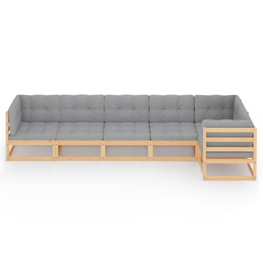 Salon de jardin 6 pcs avec coussins Bois de pin massif - 3