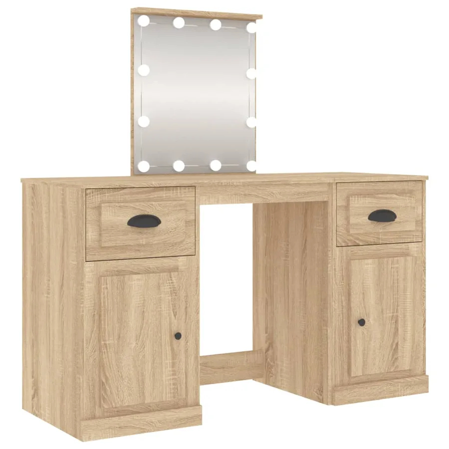 Coiffeuse avec LED chêne sonoma 130x50x132,5 cm - 2