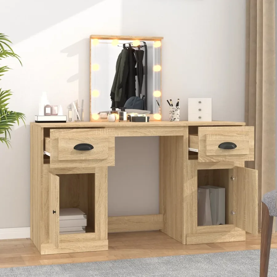 Coiffeuse avec LED chêne sonoma 130x50x132,5 cm - 3