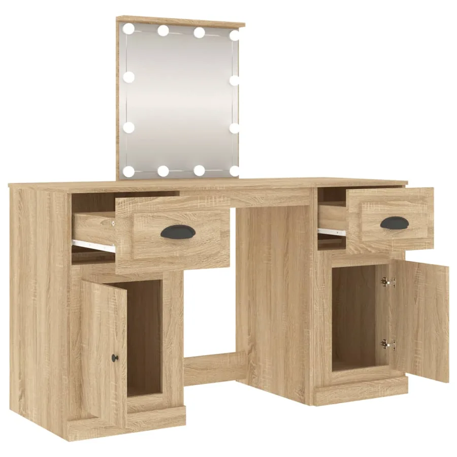 Coiffeuse avec LED chêne sonoma 130x50x132,5 cm - 8
