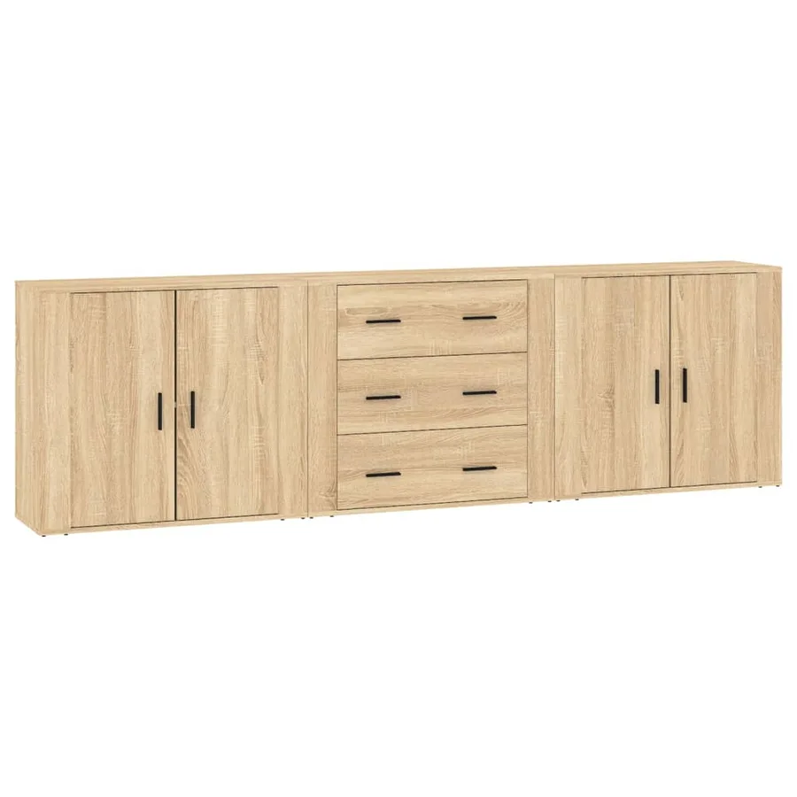 Buffets 3 pcs Chêne sonoma Bois d'ingénierie - 2