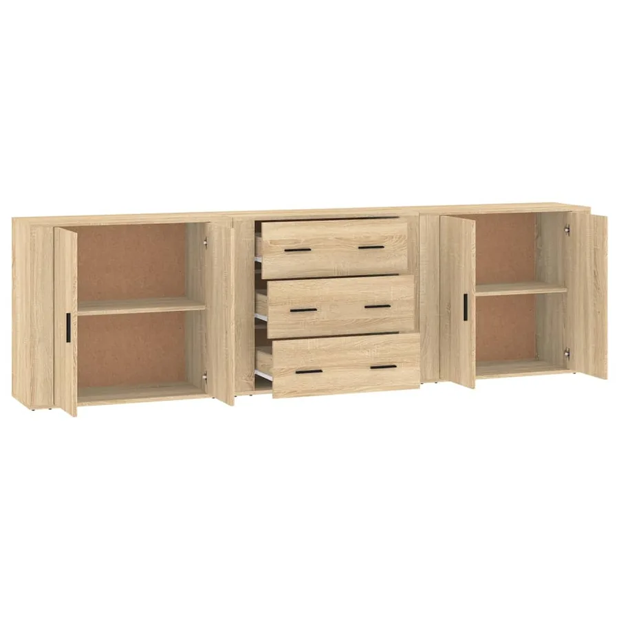 Buffets 3 pcs Chêne sonoma Bois d'ingénierie - 5