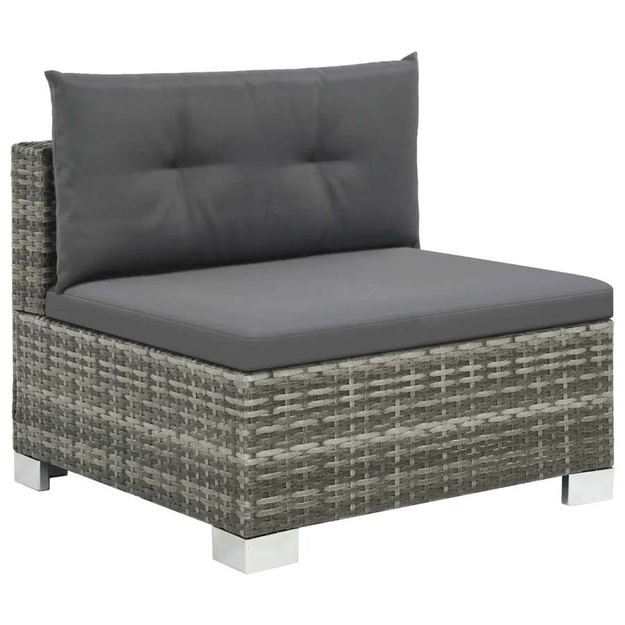 Salon de jardin 10 pcs avec coussins Résine tressée Gris - 3