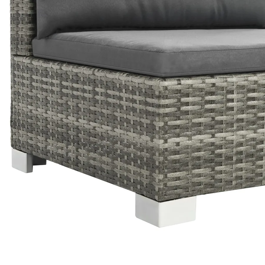 Salon de jardin 10 pcs avec coussins Résine tressée Gris - 5