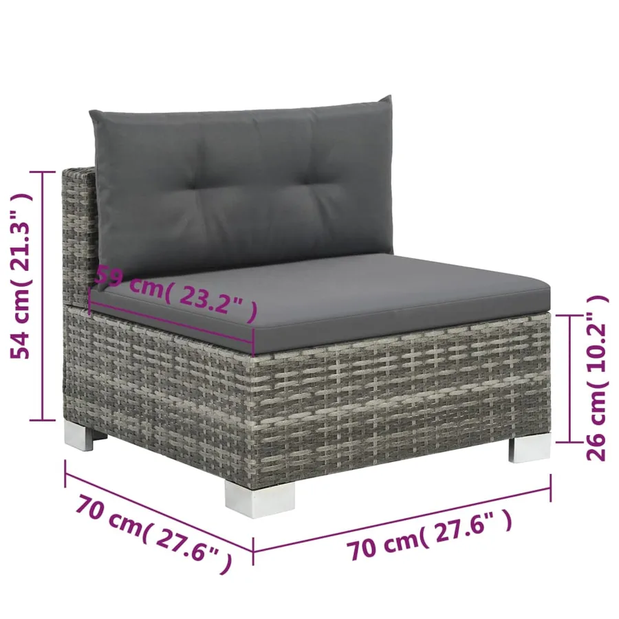 Salon de jardin 10 pcs avec coussins Résine tressée Gris - 8