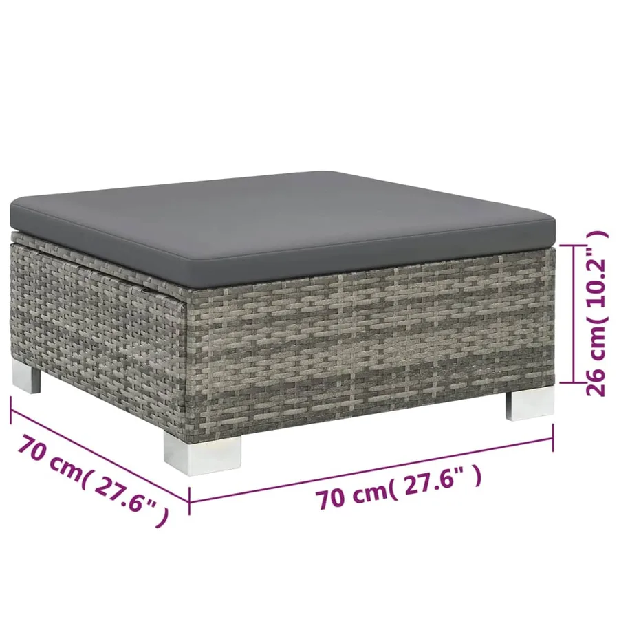 Salon de jardin 10 pcs avec coussins Résine tressée Gris - 9