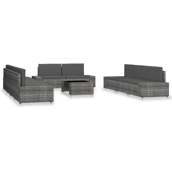 Salon de jardin 10 pcs Résine tressée Gris