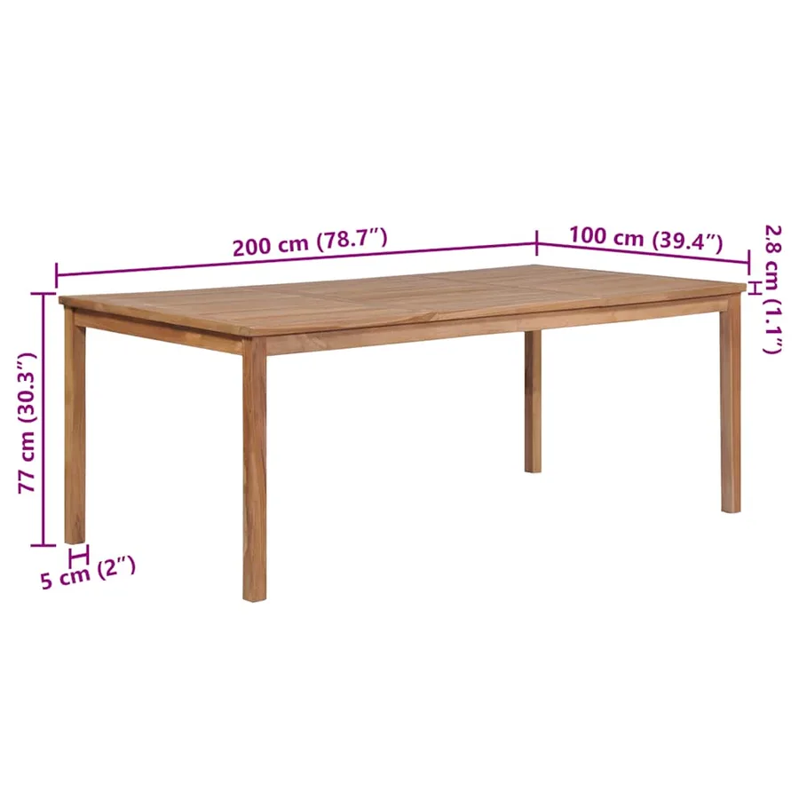 Table de jardin 200x100x77 cm Bois de teck solide - 6