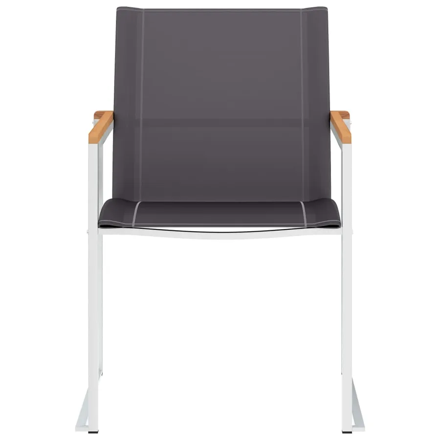 Chaises de jardin lot de 4 Textilène et acier inoxydable Gris - 3