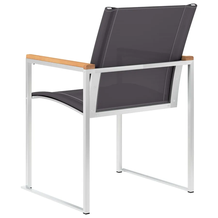 Chaises de jardin lot de 4 Textilène et acier inoxydable Gris - 5