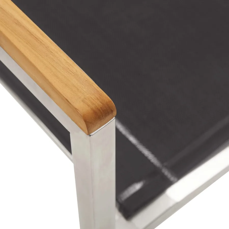 Chaises de jardin lot de 4 Textilène et acier inoxydable Gris - 7