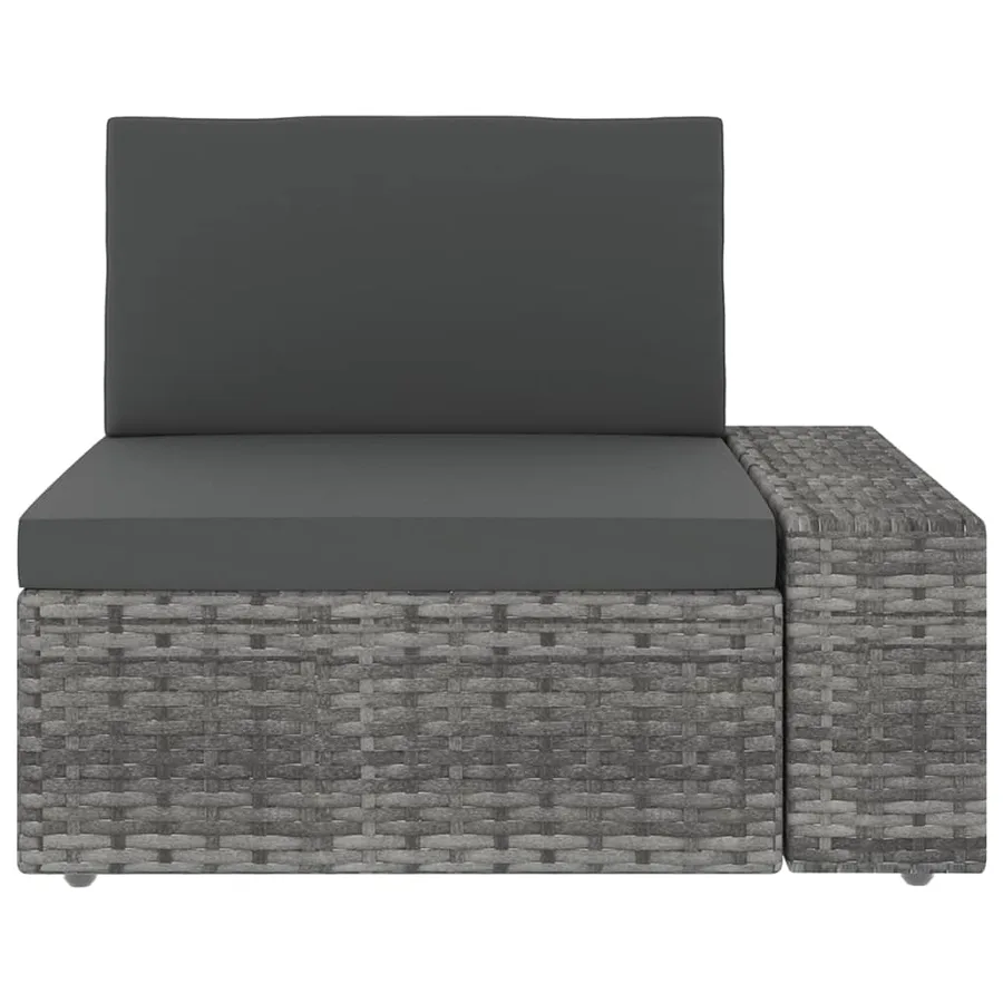 Salon de jardin 10 pcs avec coussins Gris Résine tressée - 7