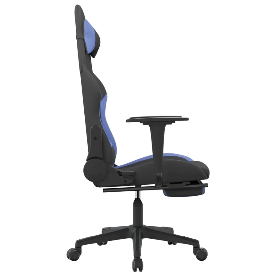 Chaise de jeu avec repose-pied Noir et bleu Tissu - 4
