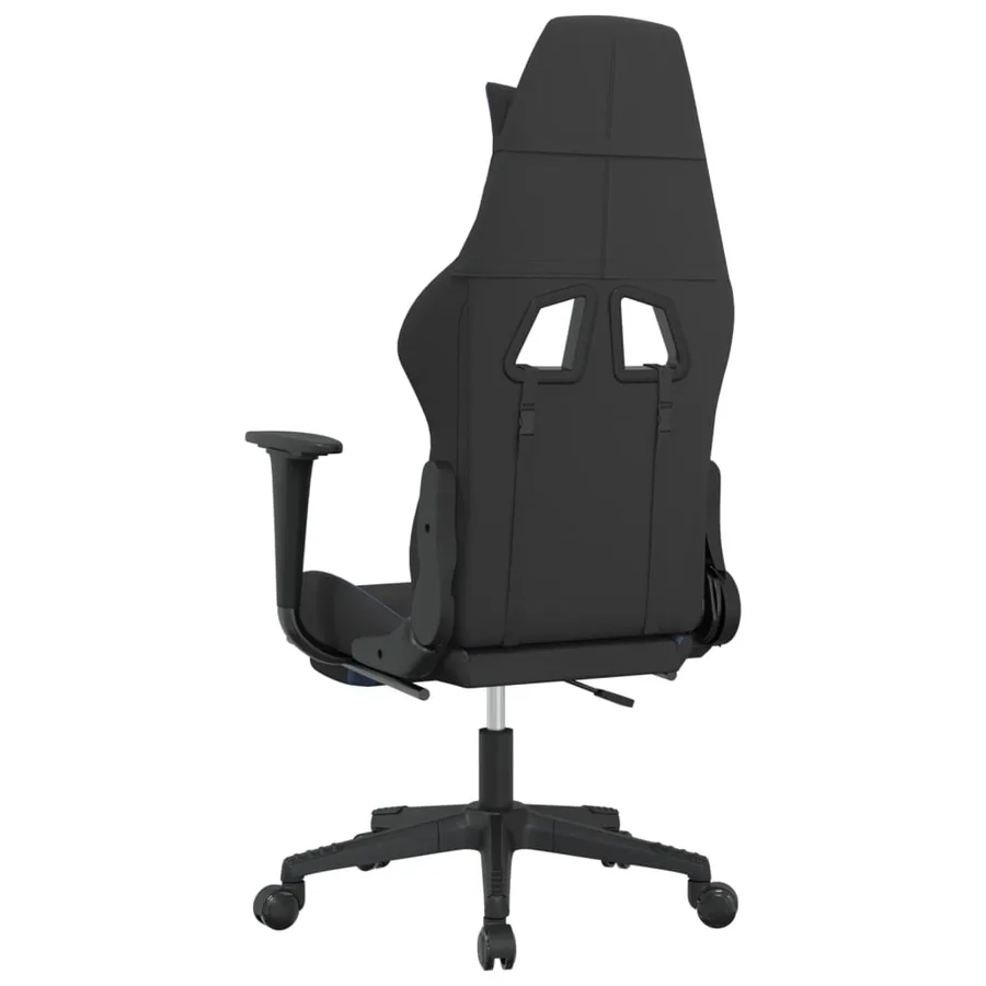 Chaise de jeu avec repose-pied Noir et bleu Tissu - 5