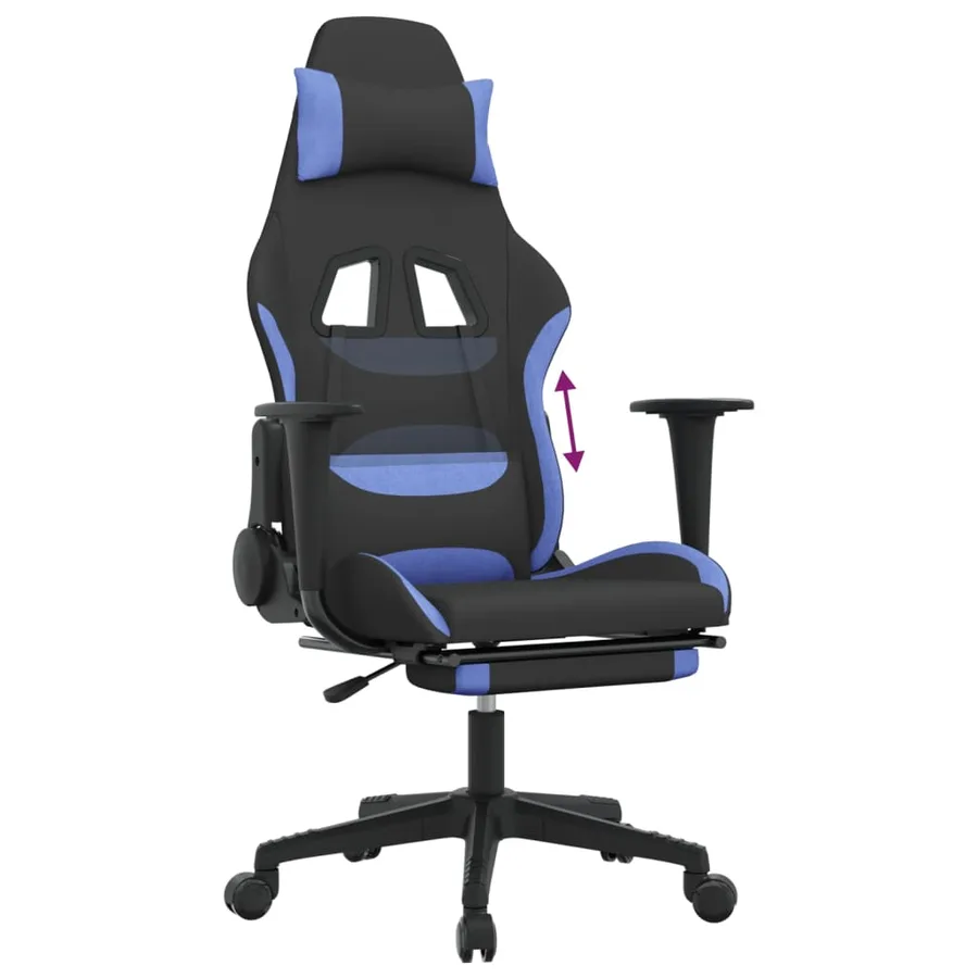 Chaise de jeu avec repose-pied Noir et bleu Tissu - 8