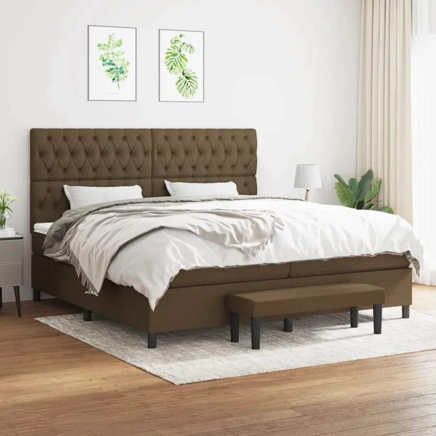Sommier à lattes de lit avec matelas Marron foncé 200x200 cm