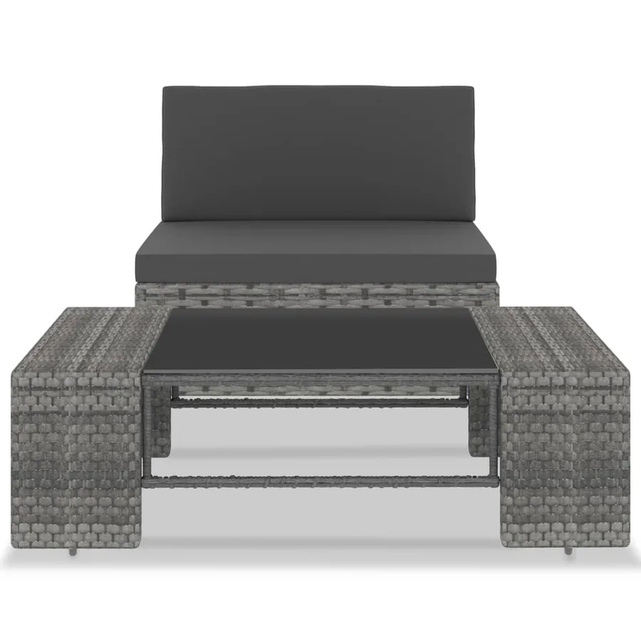 Salon de jardin 2 pcs Résine tressée Gris - 2