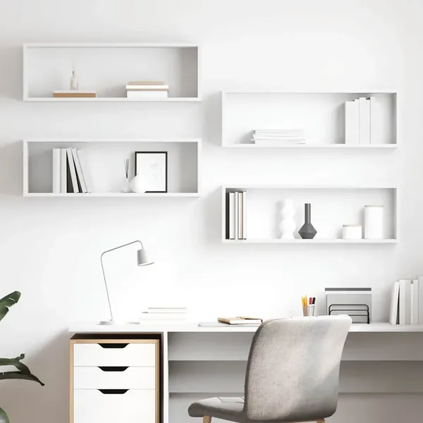 Étagères cube murales 4pcs Blanc 80x15x26,5cm bois d'ingénierie